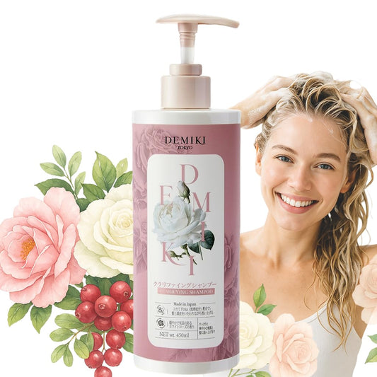BestBy07/27 DEMIKI Japanisches Keratin Shampoo fettiges Haar Rose 450ml Rosa