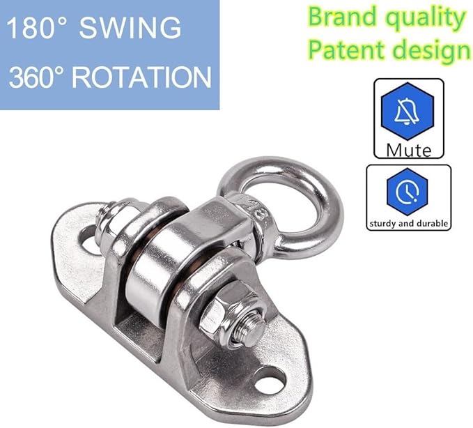 Stainless Steel Heavy Duty Swing Hanger 180°+360° Ceiling Swing Mount Free Swivel Swing Hook Swing Hardware Kit for Yoga Swing Hammock Chair Porch Swing Sets Heavy Punching Bag 1500 LB Capacity