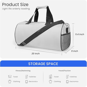 C&F BOGMOST Small Gym Bag for Travel & Duffel - 20 Inch Lightweight Carry On Bag for Men & Women, Mini Duffel Bag,Perfect for Sports, Weekend Trips, and Overnight Stays, Grey