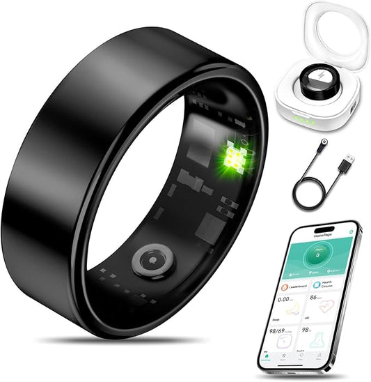 Smart Health Ring for Women Men Fitness Tracker with Heart Rate, Blood Oxygen, Blood Pressure, Sleep Monitoring, Step Counting, IP68 Waterproof for iPhone and Android, No Subscription Fee, Black #7