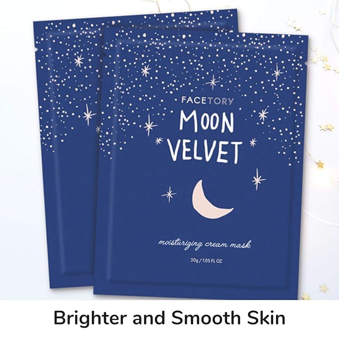 FACETORY FaceMasks Mask Skin Care – MOON VELVET Face Masks Skin Care with Sodium Hyaluronate & Shea Butter | Face Mask Spa Moisturizing Treatment (10 Pack)