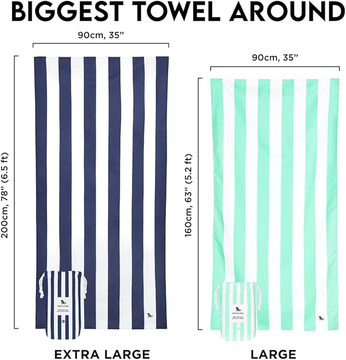 Dock & Bay Customized Beach Towel - Quick Dry, Sand Free - Compact, Lightweight - 100% Recycled - Includes Bag - Cabana - Bora Bora Beige - Large