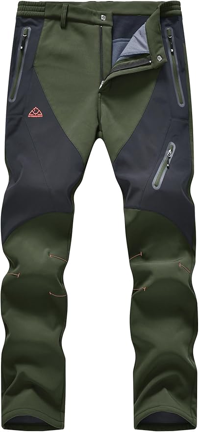 YSENTO Men's Fleece Lined Ski Snow Pants Winter Waterproof Softshell Insulated Hiking Cargo Pants
