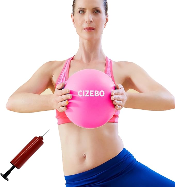 Pilates Ball 8 inch, Small Exercise Ball for Between Knees with Needle Pump for Core Workout & Physical Therapy Yoga PT