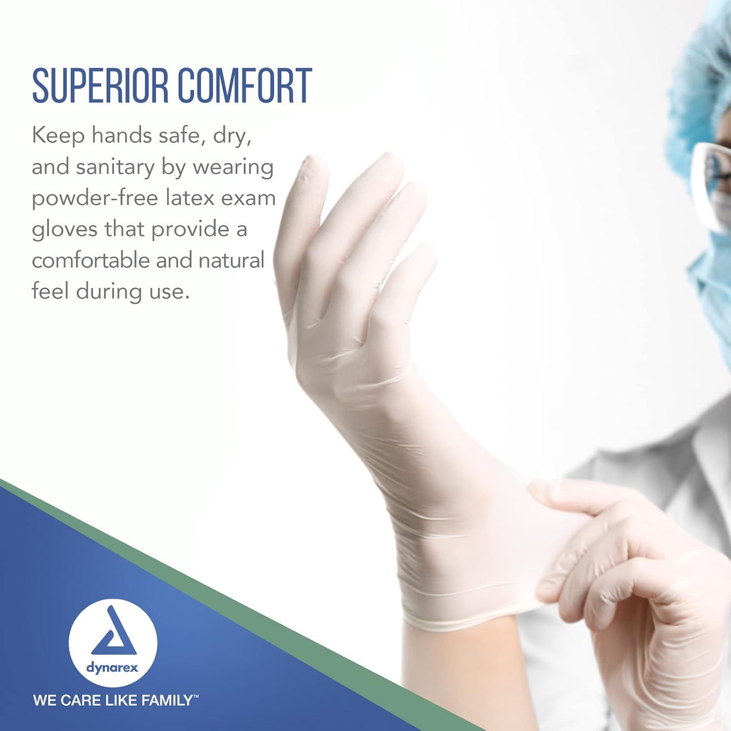 Dynarex AccuTouch Latex Exam Gloves, White - 100ea/bx, 10bxs/cs (1000 Count)