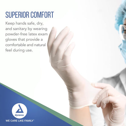 Dynarex AccuTouch Latex Exam Gloves, White - 100ea/bx, 10bxs/cs (1000 Count)