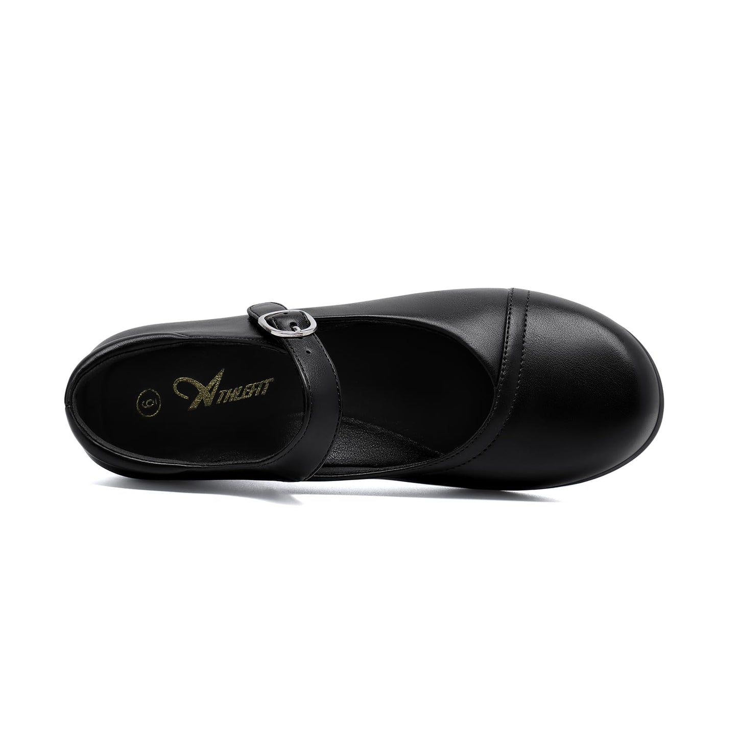 Mary Jane Flats for Women - Comfortable Round Toe Ballet Flats with Buckle Strap Work Shoes