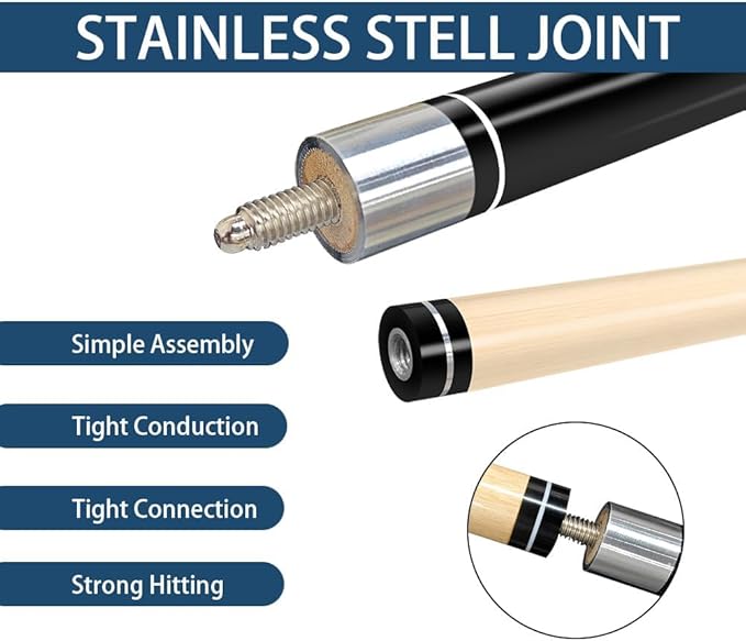 Pool Stick Set of 4, Pool Sticks for Adults, 58inch Billiard Cue Sticks with Maple Wood, Bar Billiard Cue Stick for Professional Billiard Players - 18oz, 19oz, 20oz, 21oz