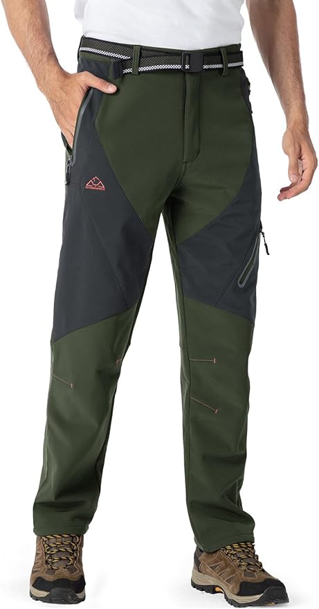 YSENTO Men's Fleece Lined Ski Snow Pants Winter Waterproof Softshell Insulated Hiking Cargo Pants