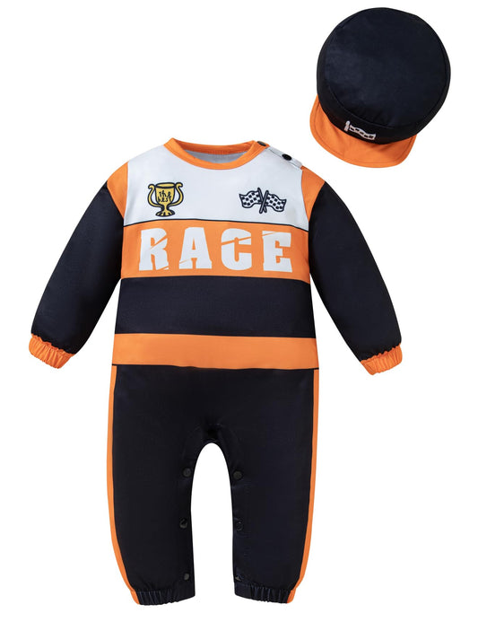 Yruiz Toddler Halloween Race Car Driver Costume Outfit Hat Orange Size 18-24M