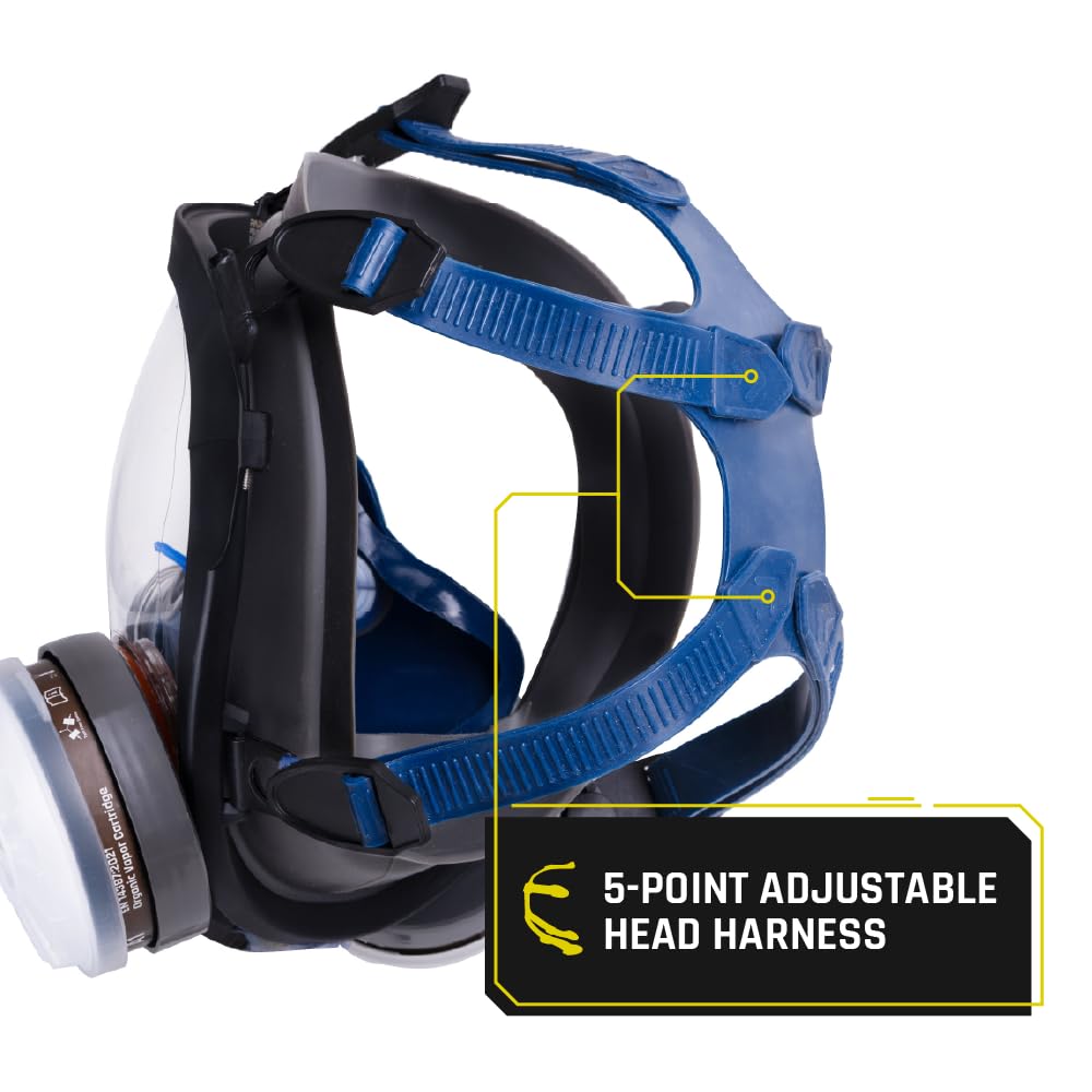 Parcil Distribution Full Face Respirator Mask with Filters – Durable Full Face Respirator Gas Mask, Bayonet Filter Compatible