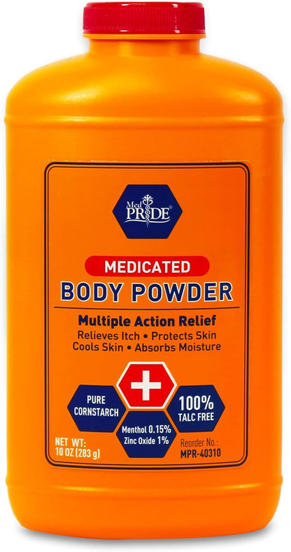 MedPride Medicated Body Powder with Zinc Oxide Talc-Free Cornstarch Baby Powder with Seal, 10 Oz - 24/cs.