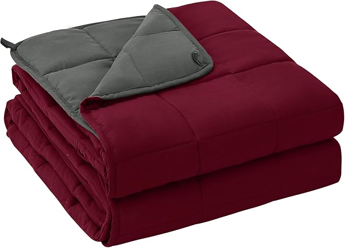 yescool Weighted Blanket for Adults (17 lbs, 60" x 80", Red Grey) Cooling Heavy Blanket for Sleeping Perfect for 110-130 lbs, Queen Size Breathable Blanket with Premium Glass Bead, Machine Washable