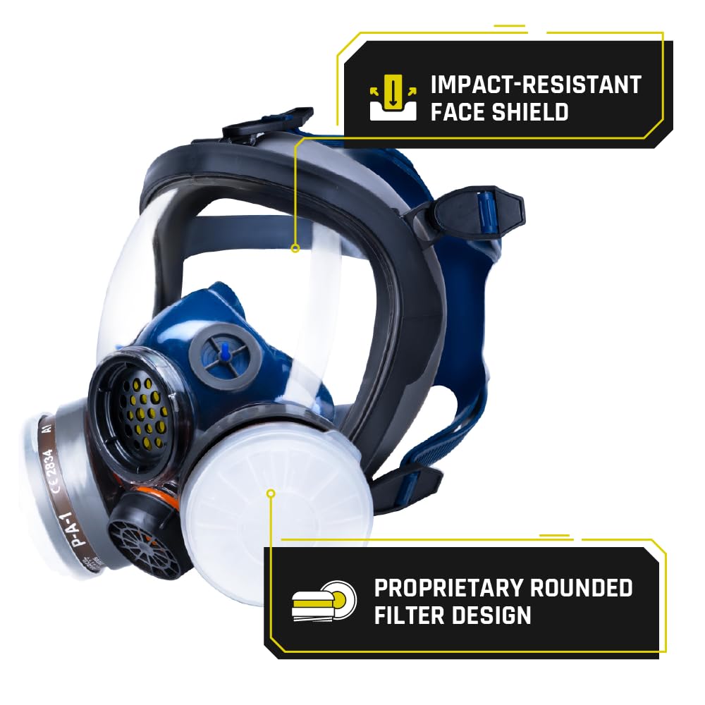 Parcil Distribution Full Face Respirator Mask with Filters – Durable Full Face Respirator Gas Mask, Bayonet Filter Compatible