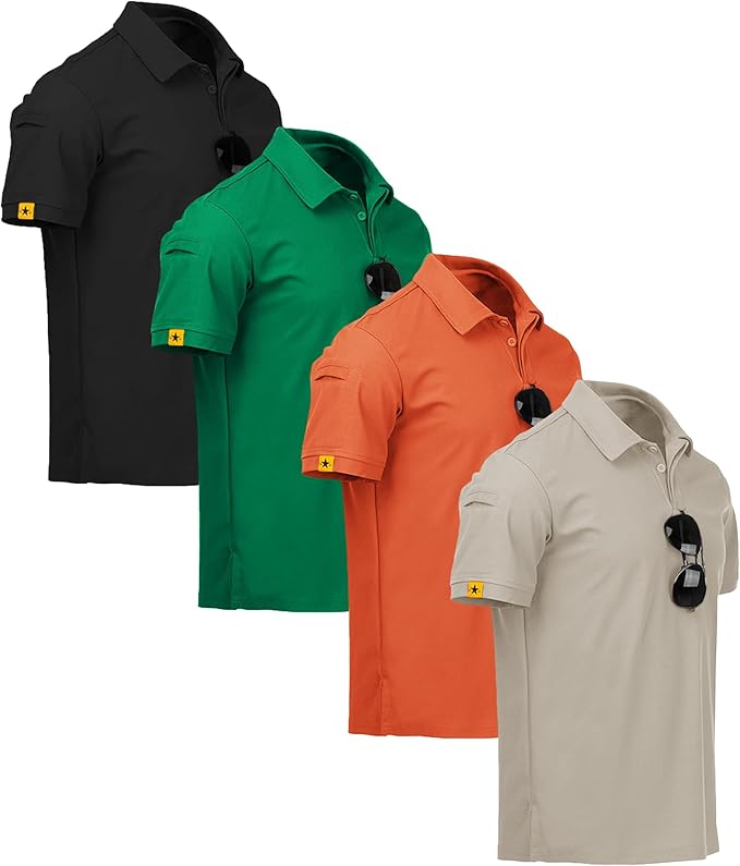 ZITY 4 Pack Mens Polo Shirt Short Sleeve Sports Golf Tennis T-Shirt Athletic Collared Tactical Shirts