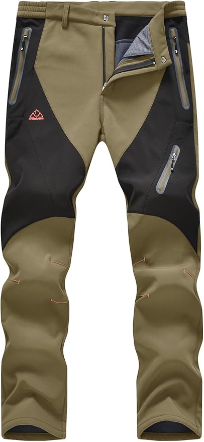 YSENTO Men's Fleece Lined Ski Snow Pants Winter Waterproof Softshell Insulated Hiking Cargo Pants