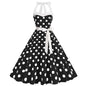 HAPNBCELE Vintage 1950s Halter Polka Dot Dress Black Size X-Large