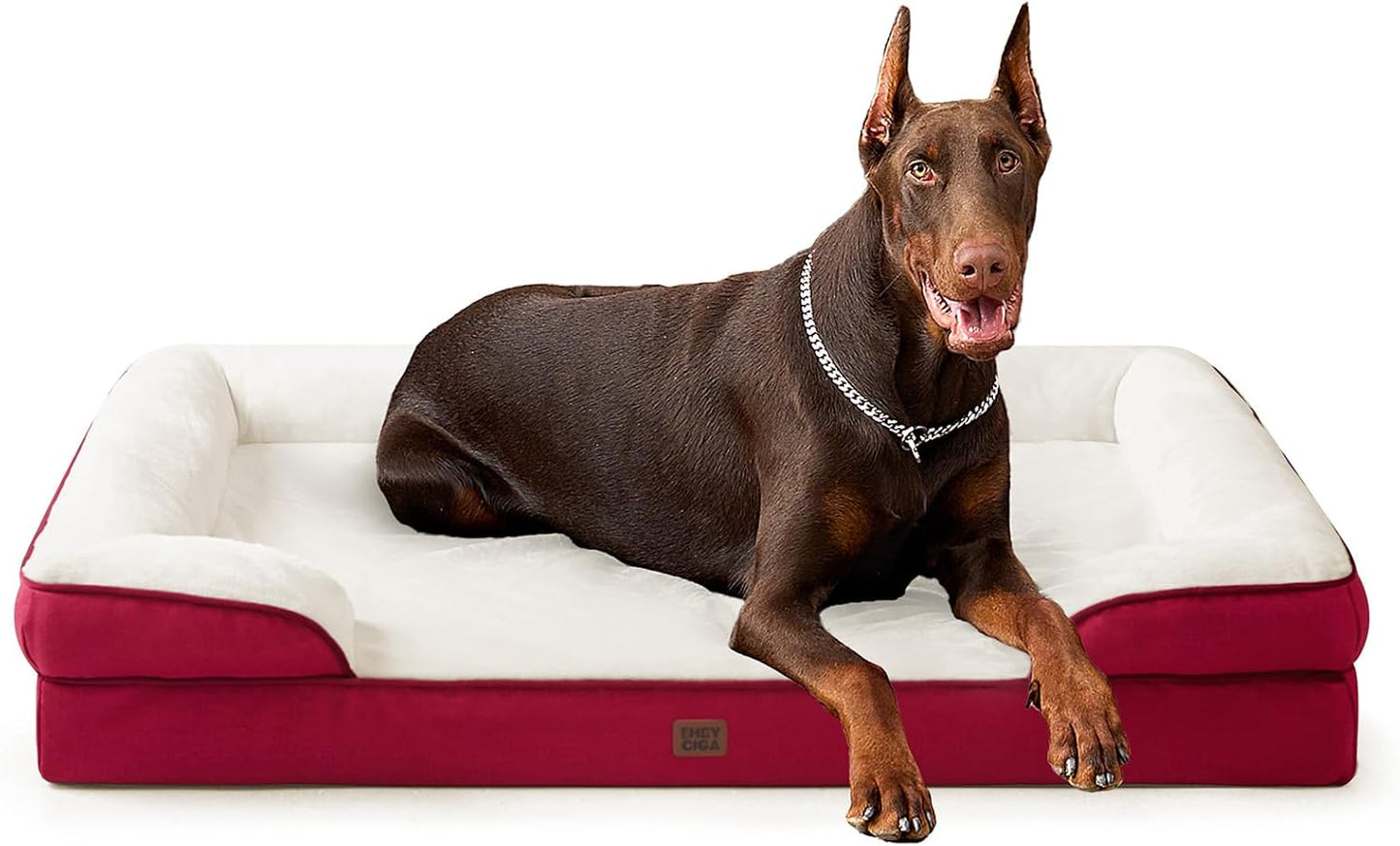 EHEYCIGA Orthopedic Dog Beds for Extra Large Dogs 44x32Inch, Waterproof Memory Foam XL Pet Bed with Sides, Non-Slip and Egg-Crate Foam Big Dog Couch Bed with Washable Removable Cover, Grey