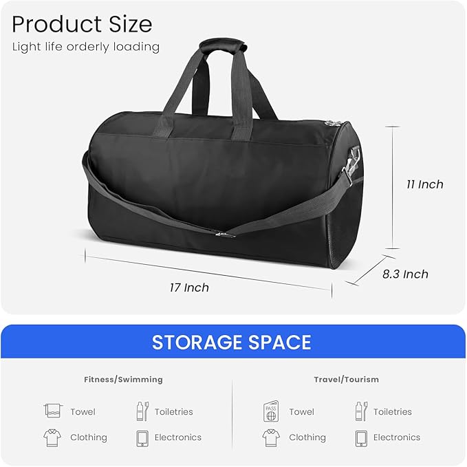 C&F BOGMOST Small Gym Bag for Travel & Duffel - 17 Inch Lightweight Carry On Bag for Men & Women, Mini Duffel Bag,Perfect for Sports, Weekend Trips, and Overnight Stays, Beige