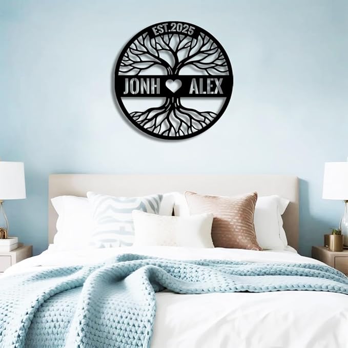 Personalized Tree of Life Metal Name Sign | Custom Metal Signs | Family Wall Art | Wedding Gift & Anniversary | Indoor Decor Gift for Women, Men, Wife, Parents, Couple