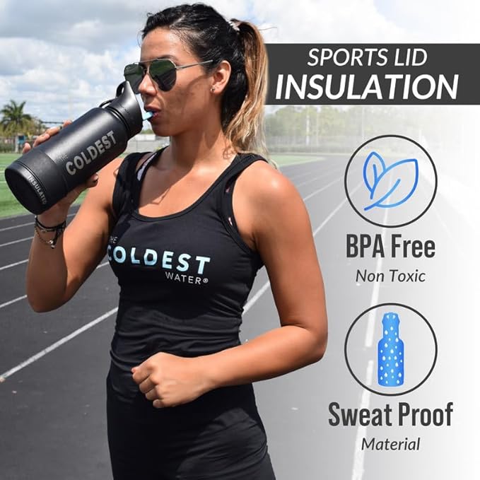 Coldest Insulated Water Bottle with Straw Lid - Stainless Steel Metal Insulated Bottle for Men & Women (Mars Red Glitter, 24 oz)