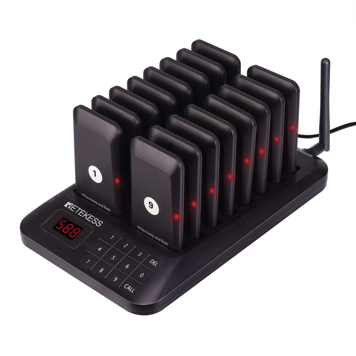 Retekess TD157 Restaurant Pager System, Pagers for Restaurants,984ft Long Range, 16 Pagers and Beepers for Food Truck, Bars, Food Court, No Vibration Mode