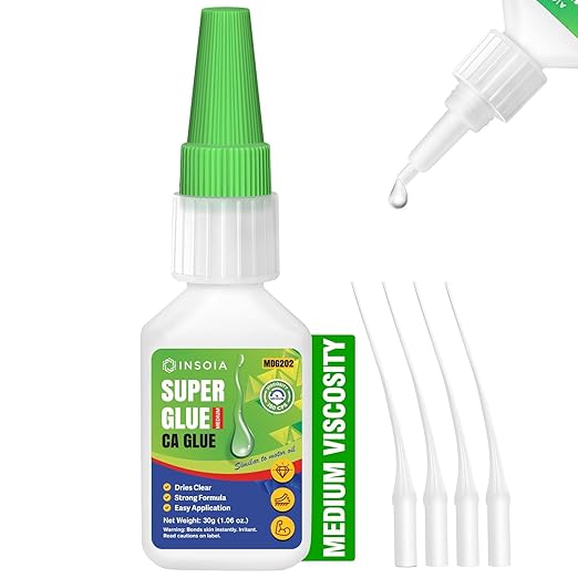 Medium CA Glue, 30g Premium Cyanoacrylate Super Glue Quick Fix 150 CPS Viscosity Adhesive for Woodturning, Pen Turning, Hobby Models, Lapidary, Acrylic, Nails&More