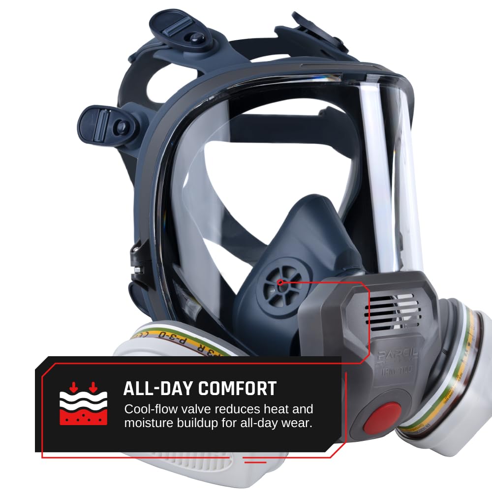 Parcil Distribution Full Face Respirator Mask with Filters – Durable Full Face Respirator Gas Mask, Bayonet Filter Compatible