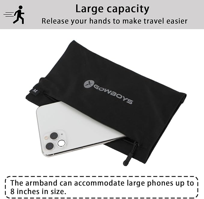 Running Phone Armband for Men Women,Universal Arm Bands for Phones Below 8 Inches,Waterproof Cell Phone Armband for Hiking,Running,Cycling,Climbing(Grey XL)