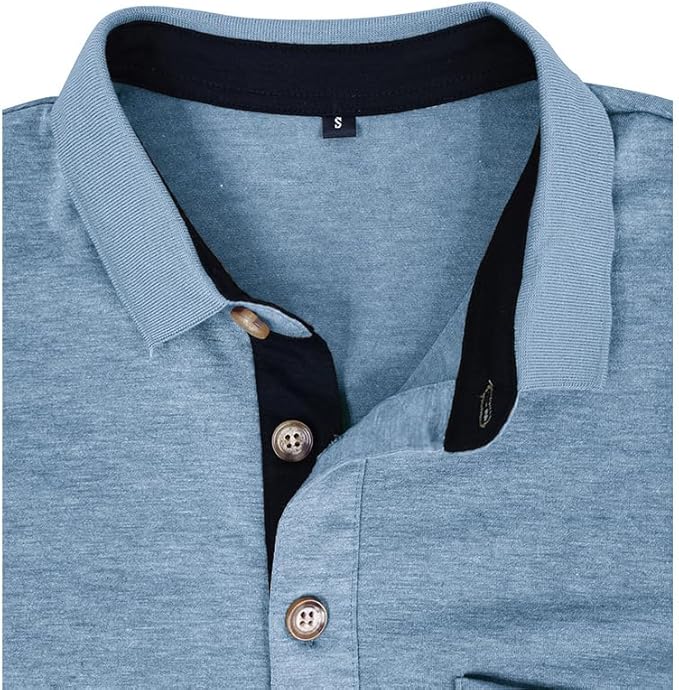 Men's Casual Polo Shirts Classic Button Basic Short Sleeve Shirt Solid Color Cotton Tees Golf Stylish Tops