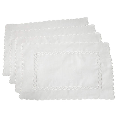 Fennco Styles Abigail Collection Embroidered Braid Pattern Ocean Waves Table Linens(14" x 20" Place Mat)