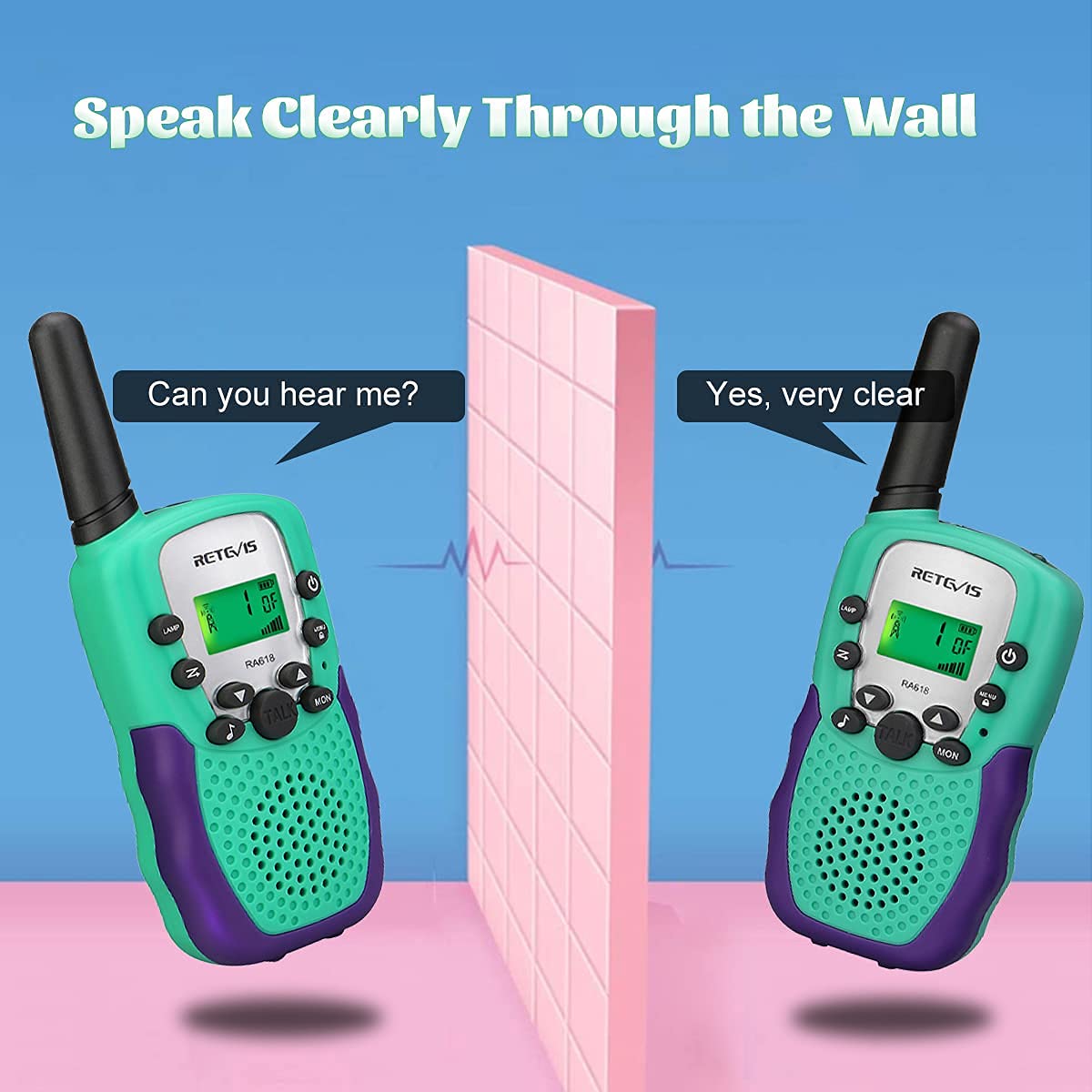 Retevis RT388 Walkie Talkies for Kids, Birthday Gifts for 6 7 8 9 10 11 12 Year Old Girls, 22 CH LCD Flashlight, Pink Walkie Talkies Christmas Gifts Toys for Girls(Pink, 2 Pack)
