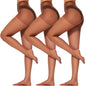 DUCMODA 3 Pairs Women's Sheer High Waist Tights 15D Cedar Brown Size S