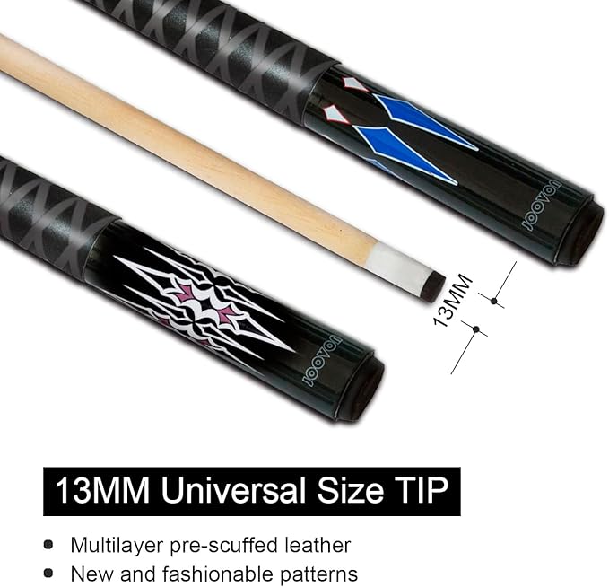 Pool Sticks Set of 4 and Pool Sticks Set of 2 with 13mm Cue Tip 58" Pool Cue with Rubber Anti-Skid Sleeve
