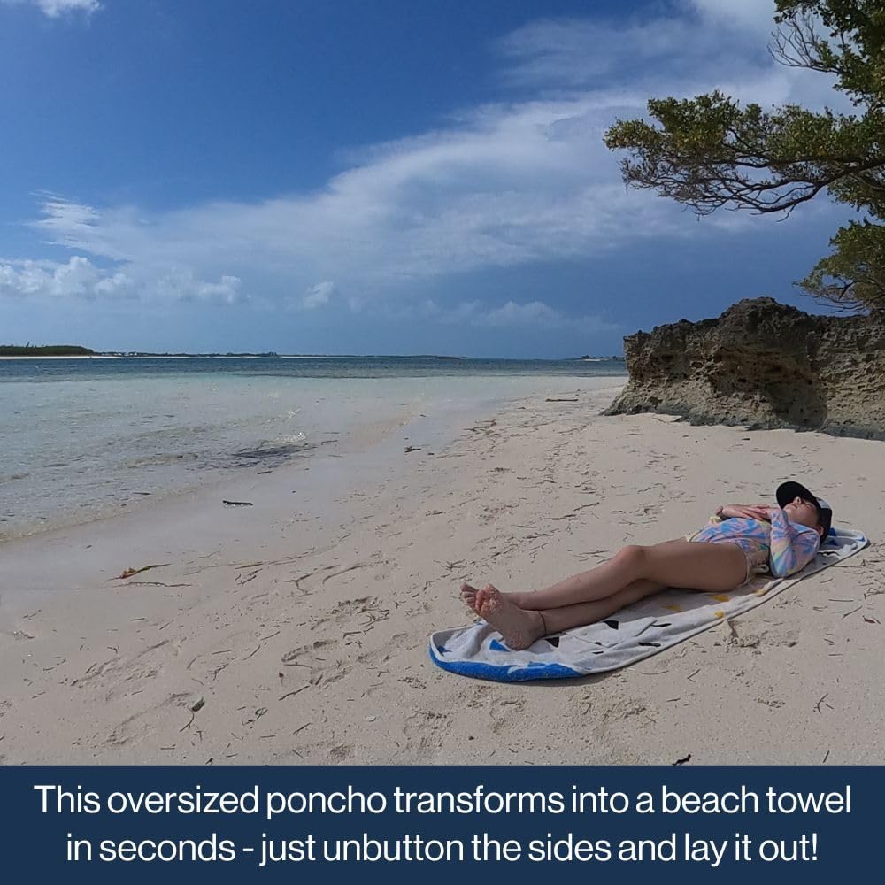 Arcturus Surf Poncho | Hooded Changing Towel & Cover-Up | 100% Cotton Velour | 2-in-1 Design Converts Your Poncho to a Beach Towel (Trestles, Adult)