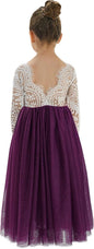Girls Tulle Flower Girl Dress - Lace Back A-Line Party Dress