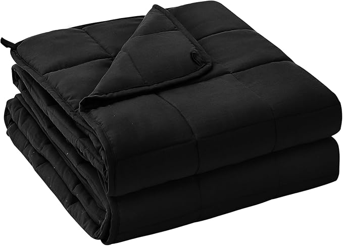 yescool Weighted Blanket for Adults (10 lbs, 48" x 72", Black) Cooling Heavy Blanket for Sleeping Perfect for 90-110 lbs, Twin Size Breathable Blanket with Premium Glass Bead, Machine Washable