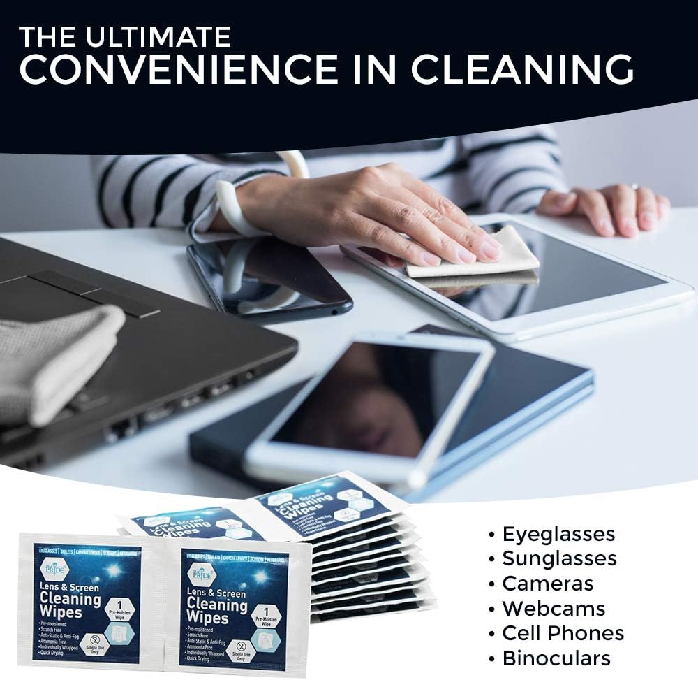 MedPride Premoistened Lens Cleaning Wipes - 6" x 5"- 100 wipes/ Case of 50 (5000 count)
