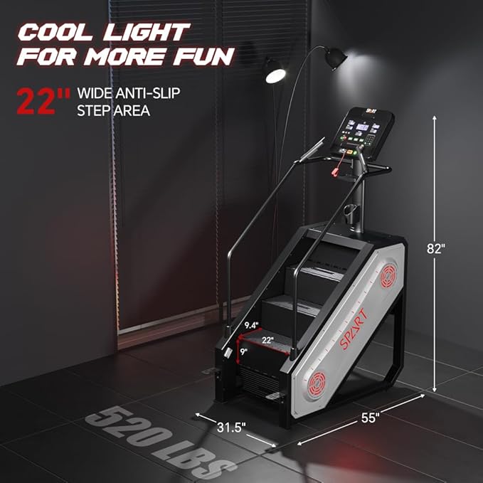 SPART Stair Stepper Machine, Commercial Stair Climber with LED Screen, Stair Exercise Machine with 15 Speed Levels, Speaker, Fan Cooling, Wireless Charge and Safety Key for More Fun in Home Gym