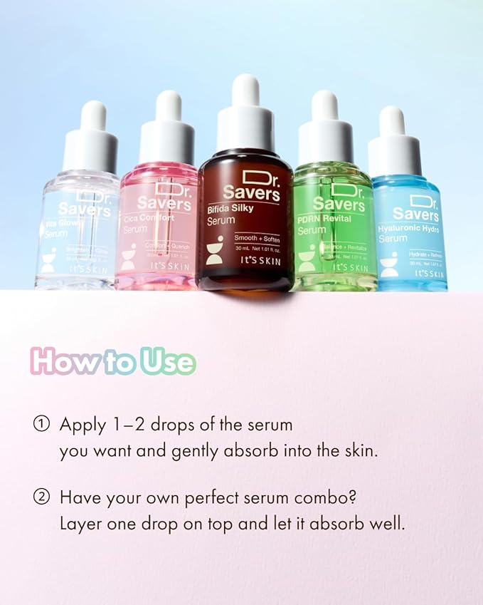 IT’S SKIN Dr.Savers Hyaluronic Acid Hydro Serum 1.01 fl.oz, Deep Hydration Moisturzing Serum with Hyaluronic Acid and Panthenol, Lightweight Non Sticky Moisturizer for Sensitive Skin, Korean Skincare