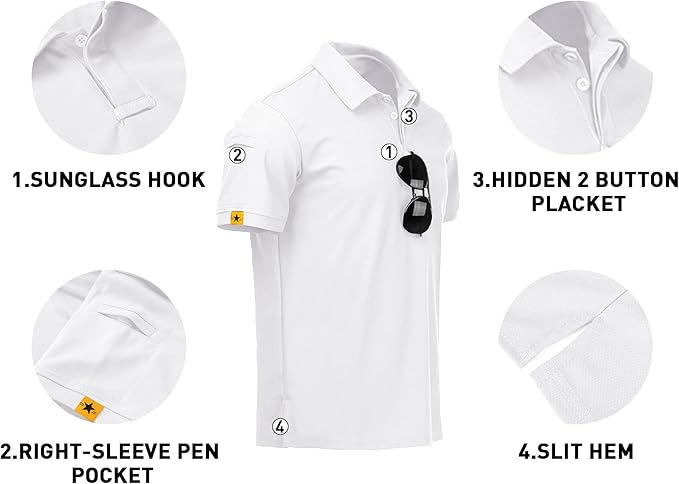 V VALANCH Mens Polo Shirts Short Sleeve Moisture Wicking Golf Polo Athletic Collared Shirt Tennis T-Shirt Tops