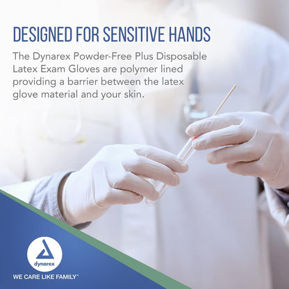 Dynarex AccuTouch Latex Exam Gloves, White - 100ea/bx, 10bxs/cs (1000 Count)