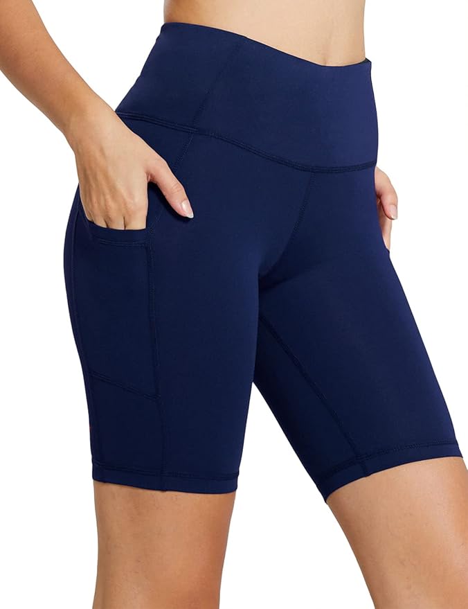 baleaf Women's 8"/ 5"/ 3" Biker Shorts High Waist Yoga Workout Gym Running Volleyball Spandex Shorts with Pockets