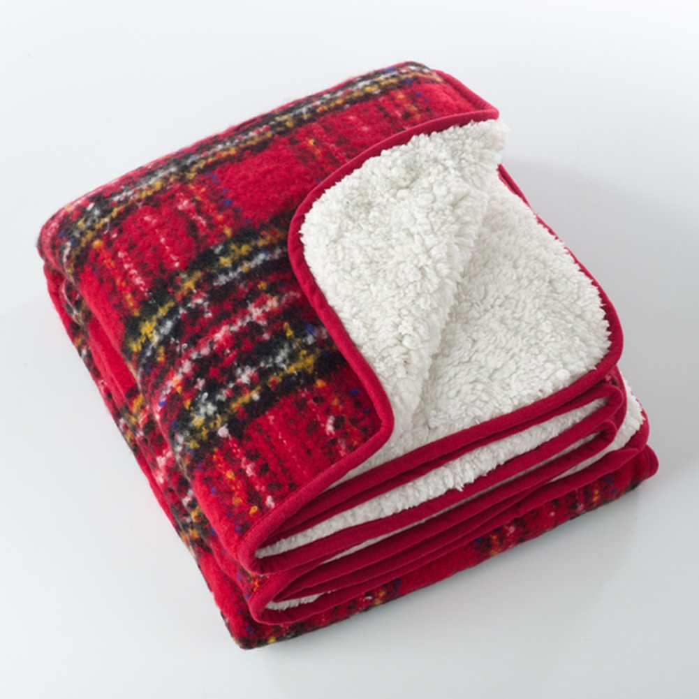 Fennco Styles Sevan Collection Faux Mohair Design Sherpa Red Throw Blanket 50" W X 60'" L