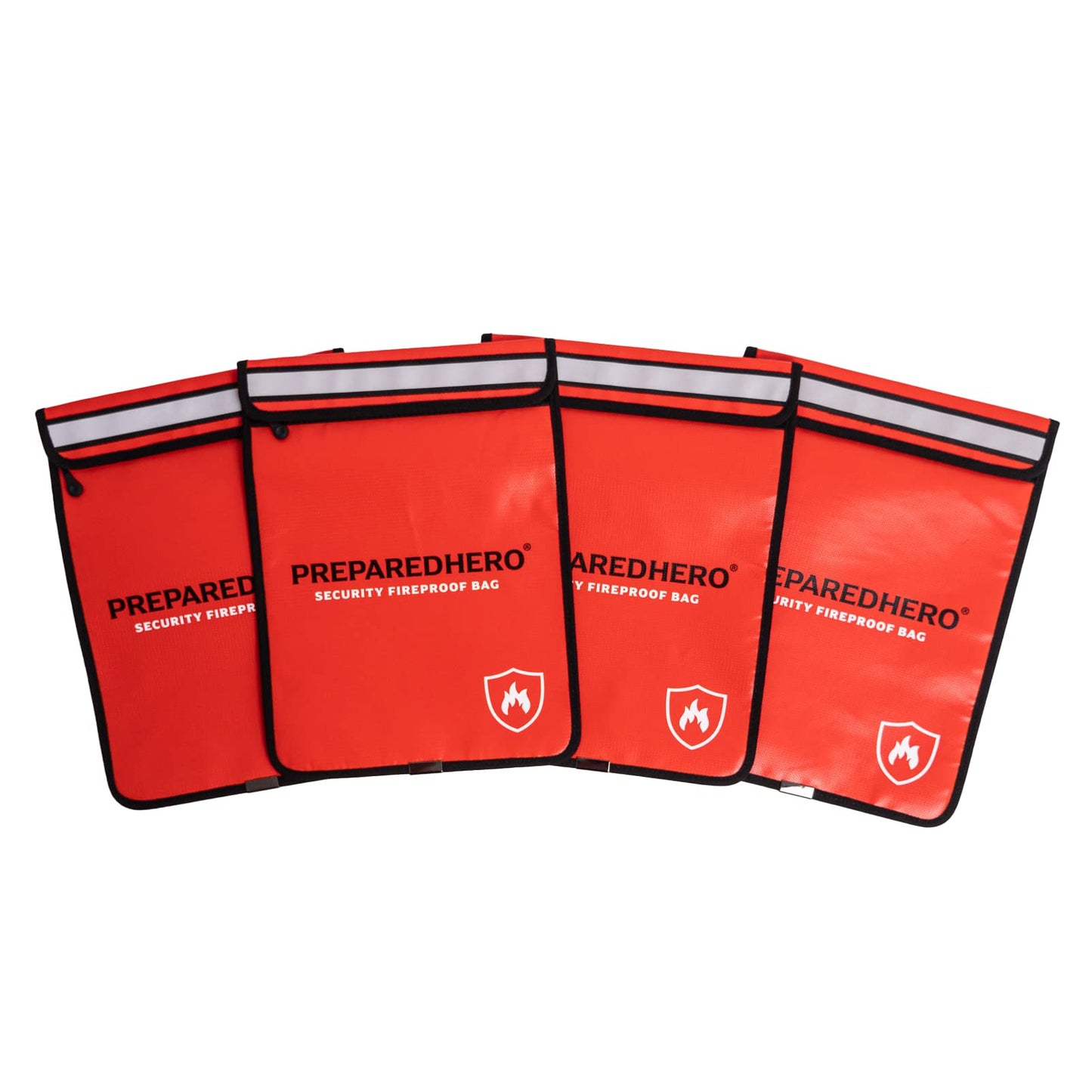 Prepared Hero Fireproof Bag - 4 Pack. Fire Resistant Large 11" by 15" Document Bag to Safely Store Valuables. 2000F Heat Resistance