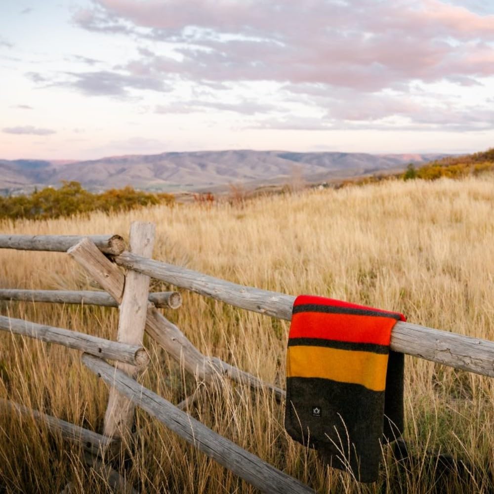 Arcturus Rainier Wool Blanket - 4.5lbs Warm, Heavy, Washable, Large | Great for Camping, Outdoors, Survival & Emergency Kits (Sunset Peak)