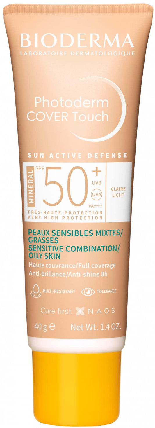 Bioderma Mineral Sunscreen with Coverage SPF50+ Light 40g - Tinted Non-Comedogenic Matte Finish Sun Protection