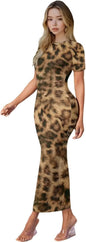 Women's Jamaican Flag Bodycon Midi Dress Short Sleeve