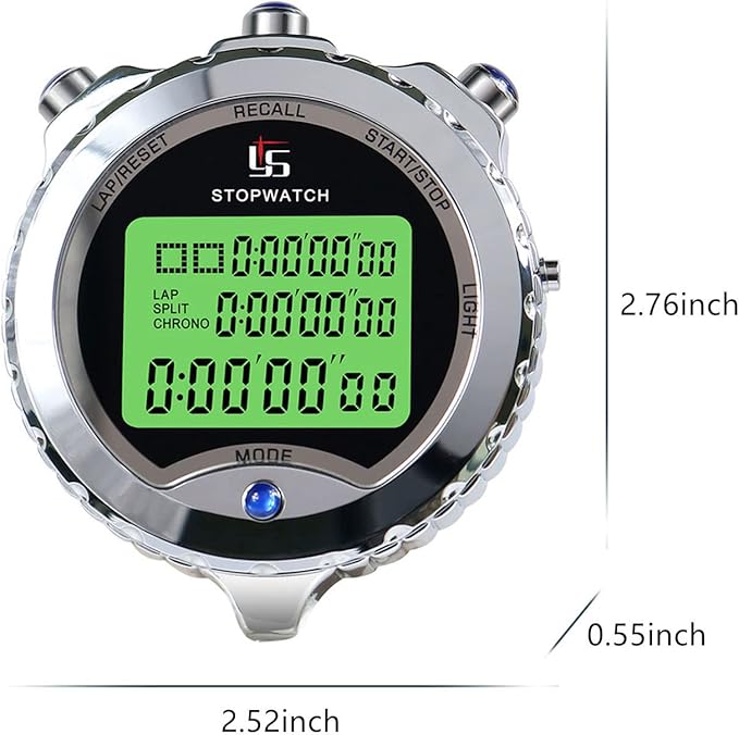 Stopwatch, Metal Stop Watch for Sports 10/100/400 Laps, Stopwatches Timer for Coach Sports Running with 0.01second & 0.001second Timing, Conutdown, Alarm