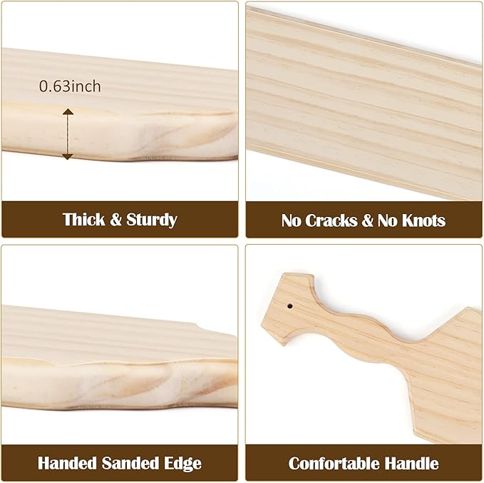 BATTIFE 22inch Greek Sorority Paddle Unfinished Wooden Pine Fraternity Paddles - Solid Wood Paddle [2Pack]